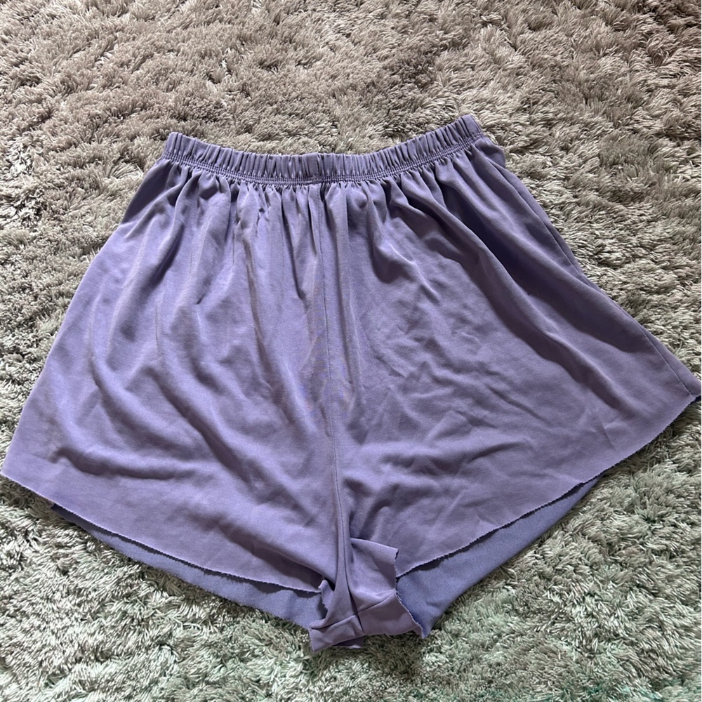purple flowy shorts